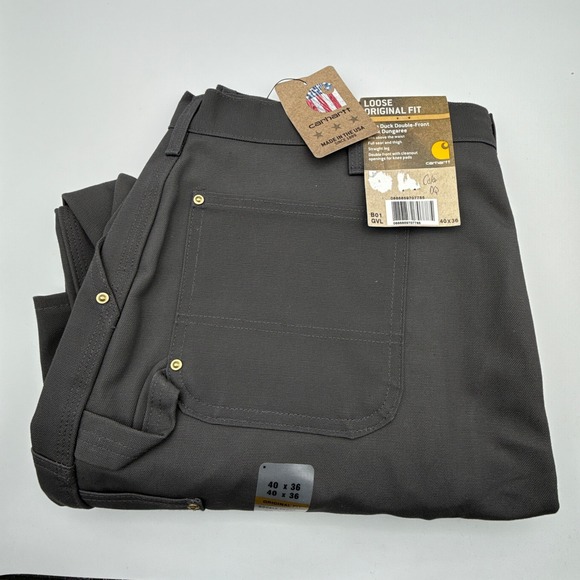 Carhartt Firm Duck Double Knee Work Dungaree Pants Mens 40X36 B01 GVL NWT NOS